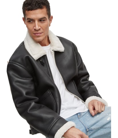 Faux-Sherpa Aviator Jacket