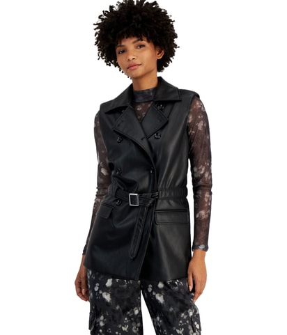 Belted Faux Leather Vest