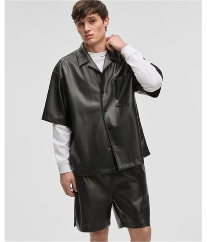 Relaxed-Fit Perforated Button Up Shirt