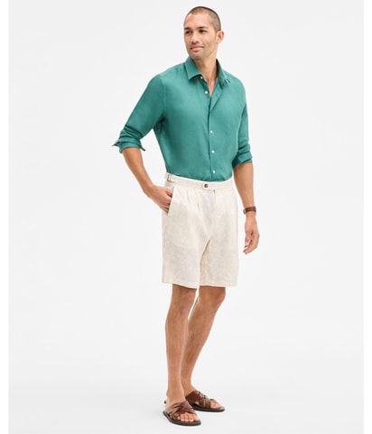 Pleated Linen 9'' Casual Chino Shorts