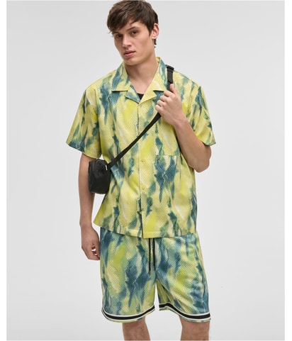 Aura Printed Camp Button Up Shirt
