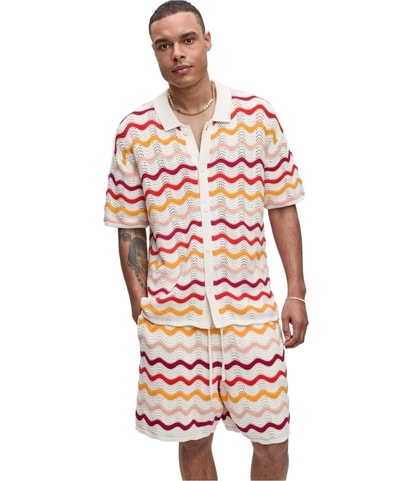 Gradient Zig-Zag Polo Sweater