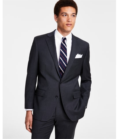 Stretch Pinstripe Two Button Blazer Jacket