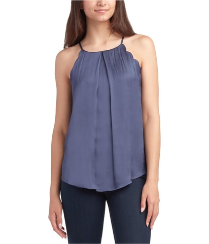 High Neck Scalloped Edge Halter Top Shirt