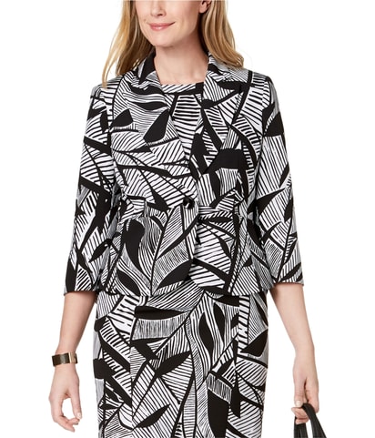 Leaf Print One Button Blazer Jacket