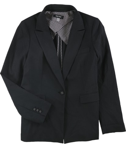 Seersucker One-Button Blazer Jacket