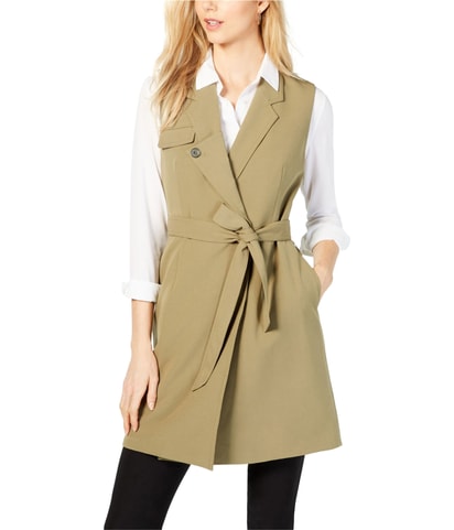 Tie-Waist Notch-Collar Outerwear Vest