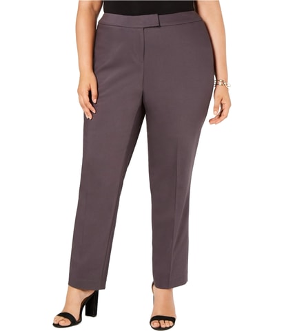 Solid Straight Leg Slacks Dress Pants