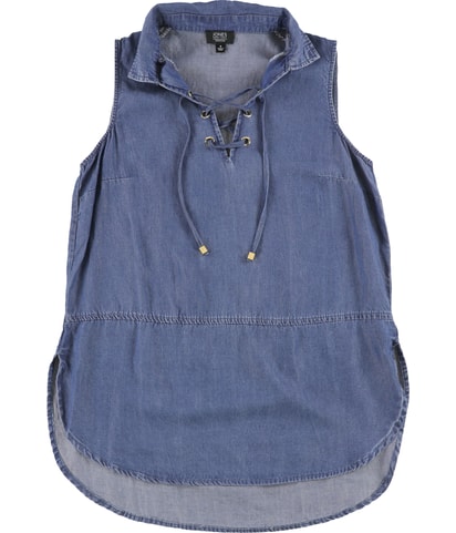 Lace Up Neck Sleeveless Blouse Top