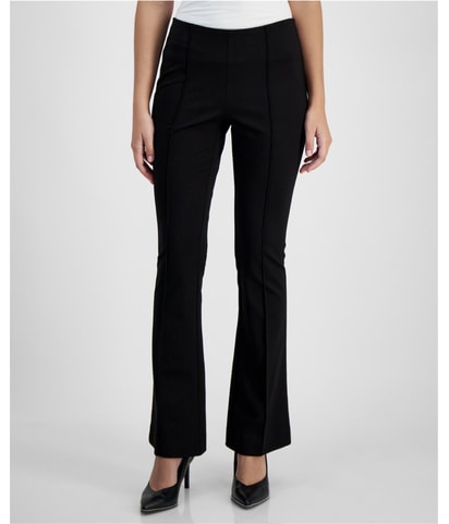Solid Straight Leg Casual Pants