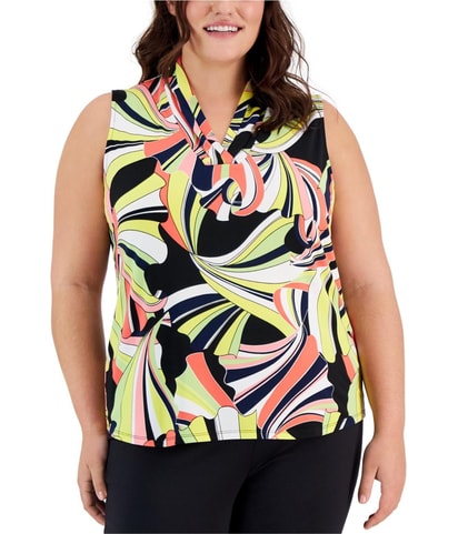 Triple Pleat Sleeveless Blouse Top