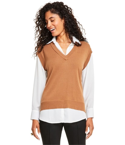 Layered Look Knit Blouse