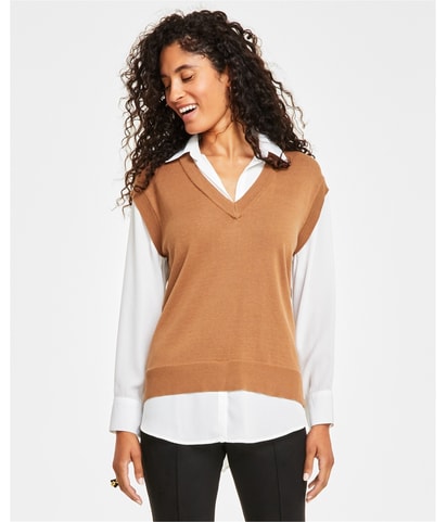Layered Look Knit Blouse