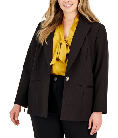 Notched Lapel One Button Blazer Jacket