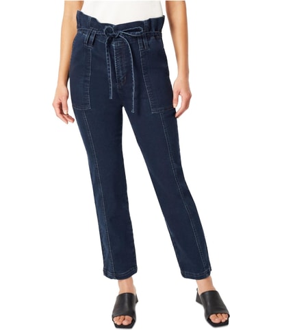 Belted Paperbag Waist Straight Leg Curvy Jeans