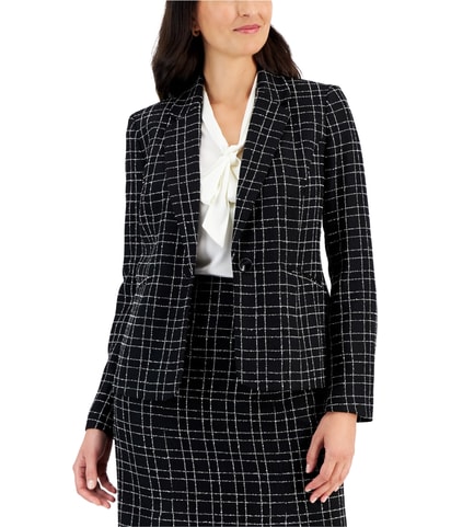 Plaid One Button Blazer Jacket
