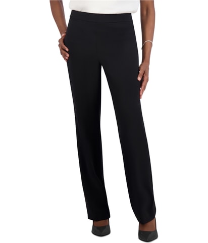 Hidden Front Pockets Straight Leg Dress Pants