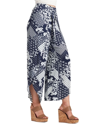 Tie Front Wrap Straight Leg Casual Pants