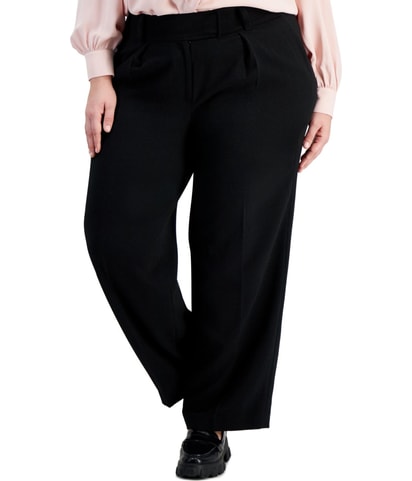 Tab-Waist Straight Leg Dress Pants