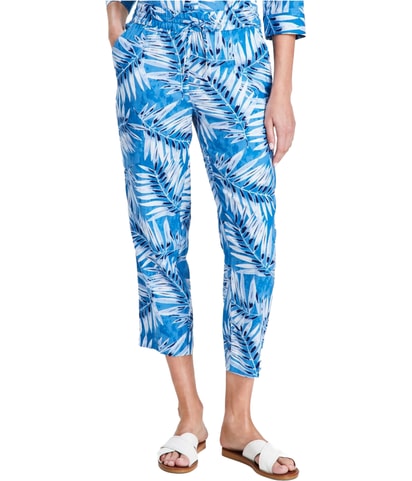 Palm Leaves Straight Leg Cropped Capri Casual Pants