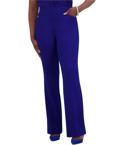 Solid Pull On Flare Casual Pants