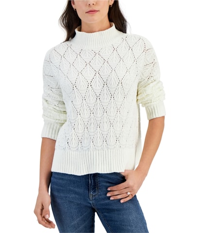 Chenille Pointelle Pullover Sweater
