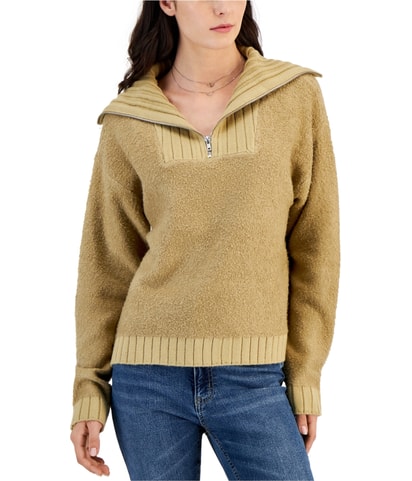 Quarter Zip Boucle Knit Sweater