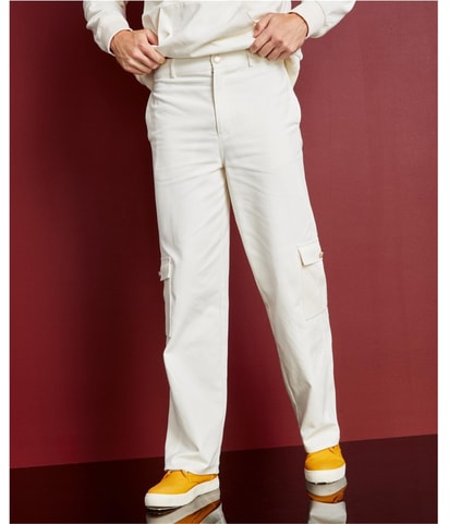 Mixed Media Corduroy Straight Leg Trousers Cargo Casual Pants