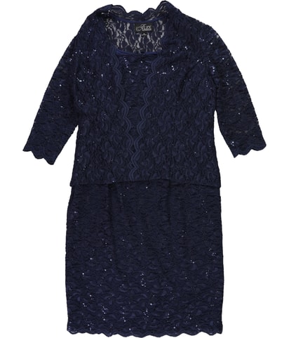 2-Pc Sequined Lace Sheath Dress Suit