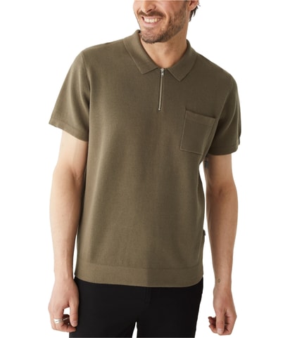 Cotton Knit Zip Placket Polo Shirt