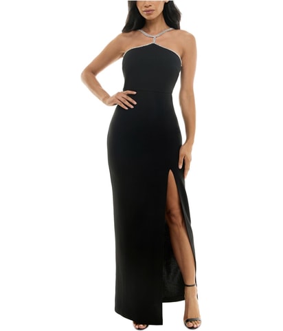 Beaded Halter Neck Gown Dress