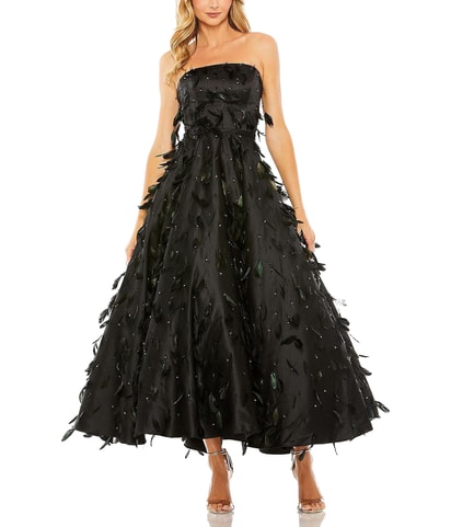 Feather Embellished Gown Dress