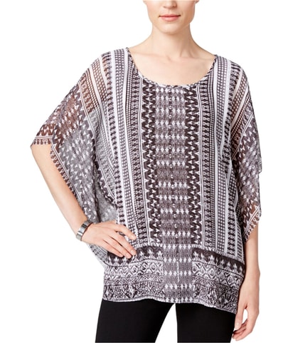 Printed Butterfly-Sleeve Shell Blouse
