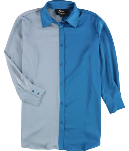 Color Blocked Woven Button Up Shirt