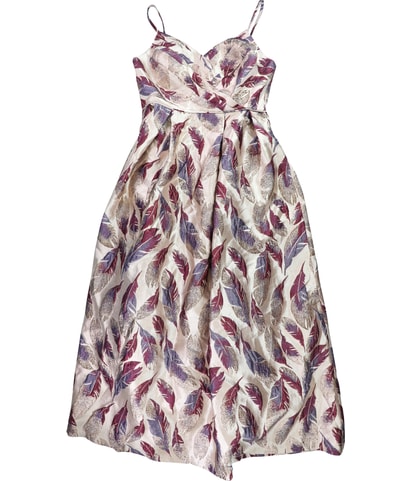 Feather Brocade Gown Dress