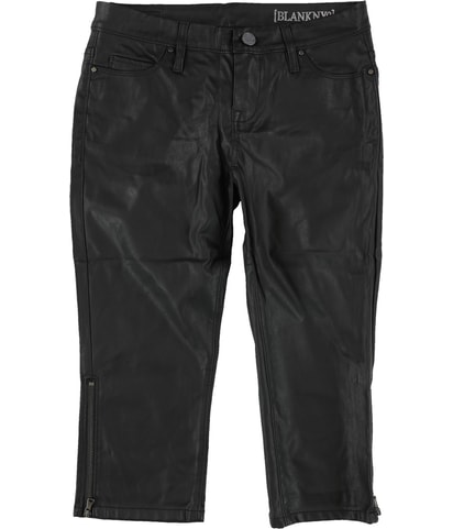 Vegan Leather Straight Leg Cropped Capri Casual Pants