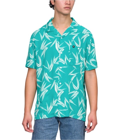 Printed Woven Cuban Collar Button Up Shirt