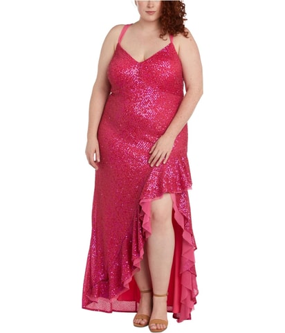 Trendy Slit Ruffled Gown Dress