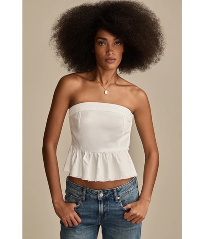 Strapless Peplum Sleeveless Blouse Top