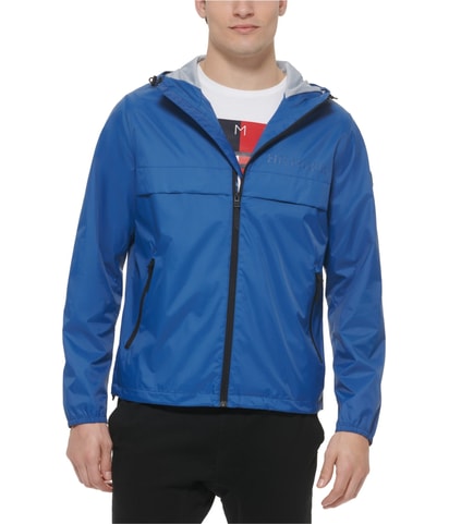 Stretch Hooded Zip-Front Raincoat