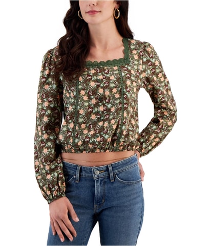 Lace Trim Knit Blouse