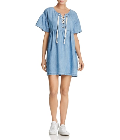 Lace Up Shirt Dress