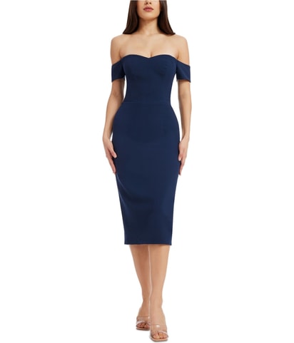 Solid Off-Shoulder Bodycon Dress