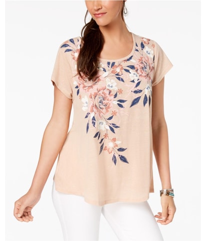 Glitter Floral Embellished T-Shirt