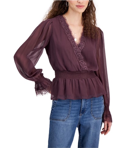 Lace-Trim Peasant Blouse