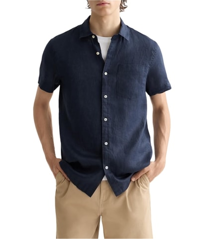 Regular Fit Linen Button Up Shirt