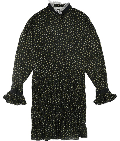 Floral Mock Neck Pleated Dress
