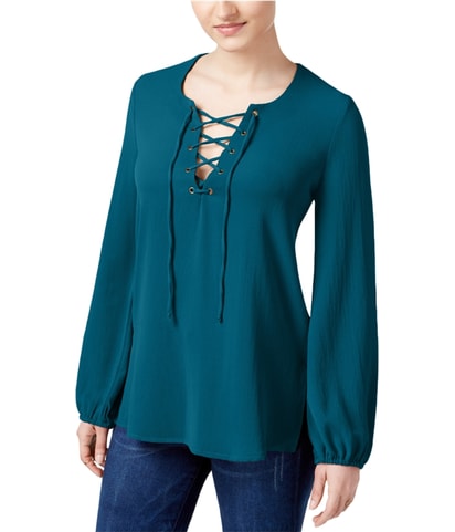 Lace-Up Knit Blouse