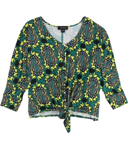 Floral Tie Front Button Down Blouse