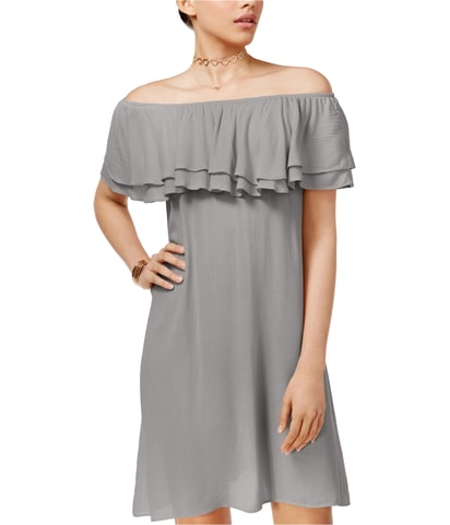 Solid Ruffled Off-Shoulder Dress